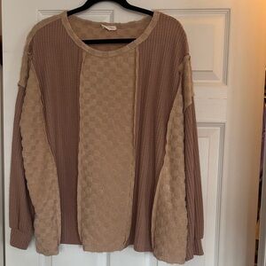 Bibi Brown and Tan Textured Sweater